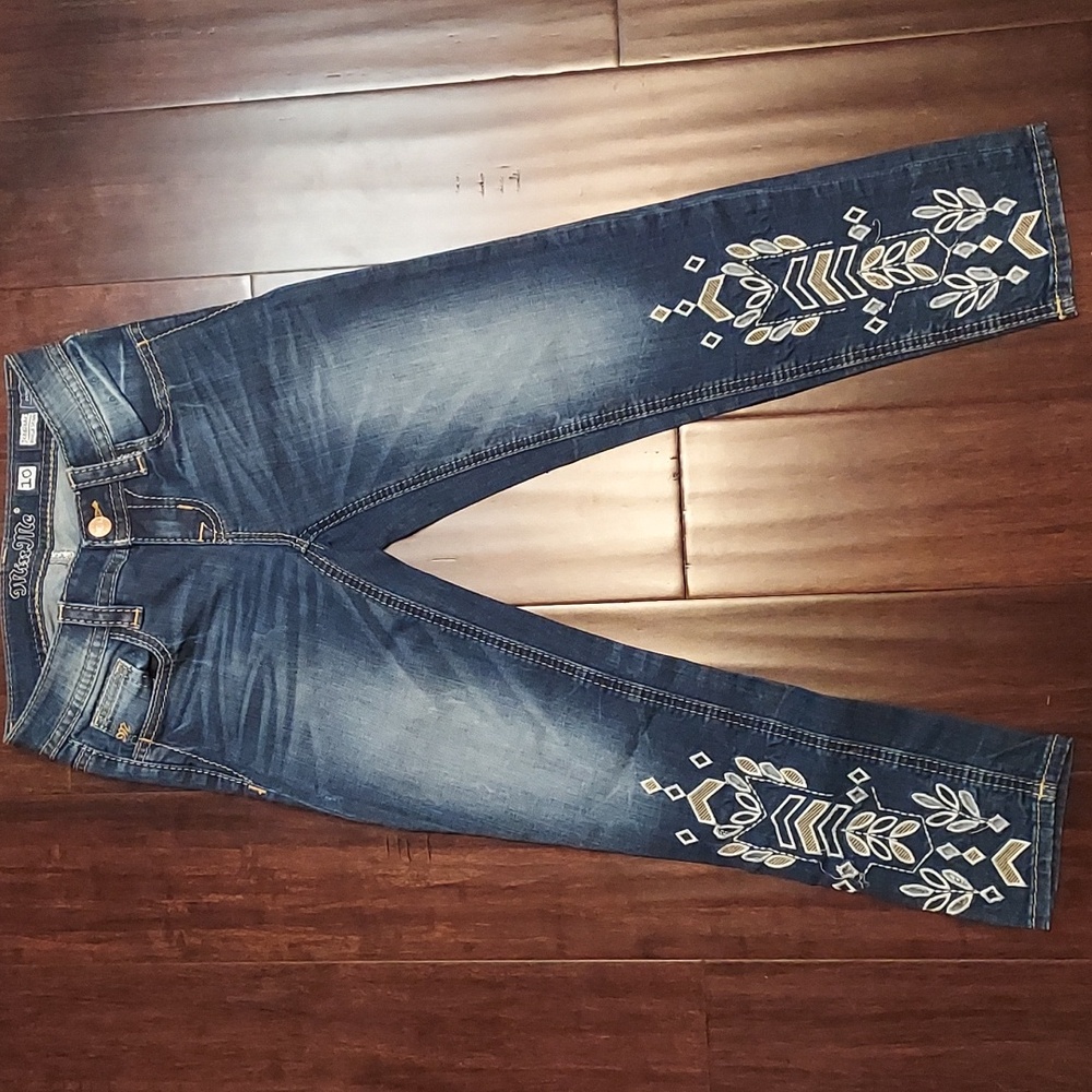 Miss Me Girls Geometrical Embroidered Dark Wash Ankle Skinny Jean Size 10